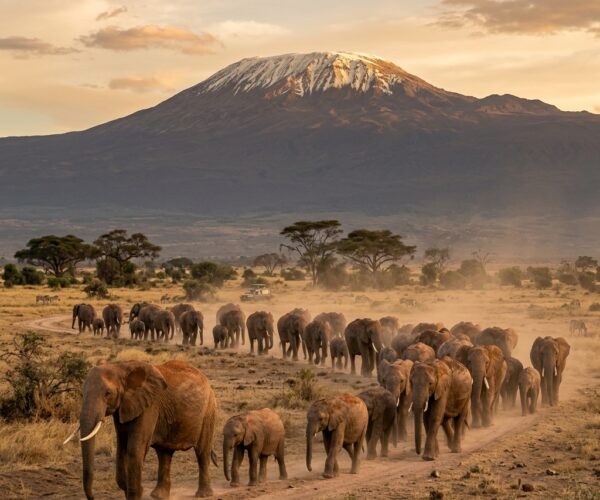 Amboseli Elephants & Kilimanjaro